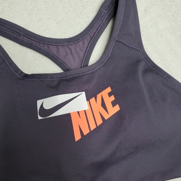 Nike Purple Swoosh Logo Mesh Medium Support Racerback Sports Bra - Picture 4 of 7